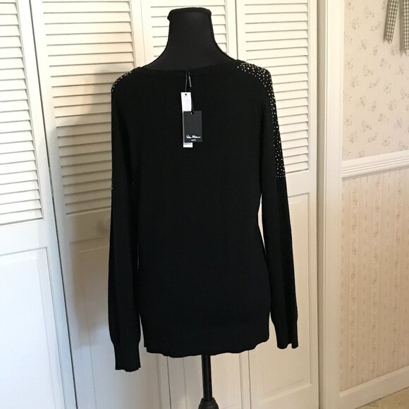 Elegant Black Long Sleeve Sweater w/ Sparkle Detail - Size L - NWT - Picture 2 of 8